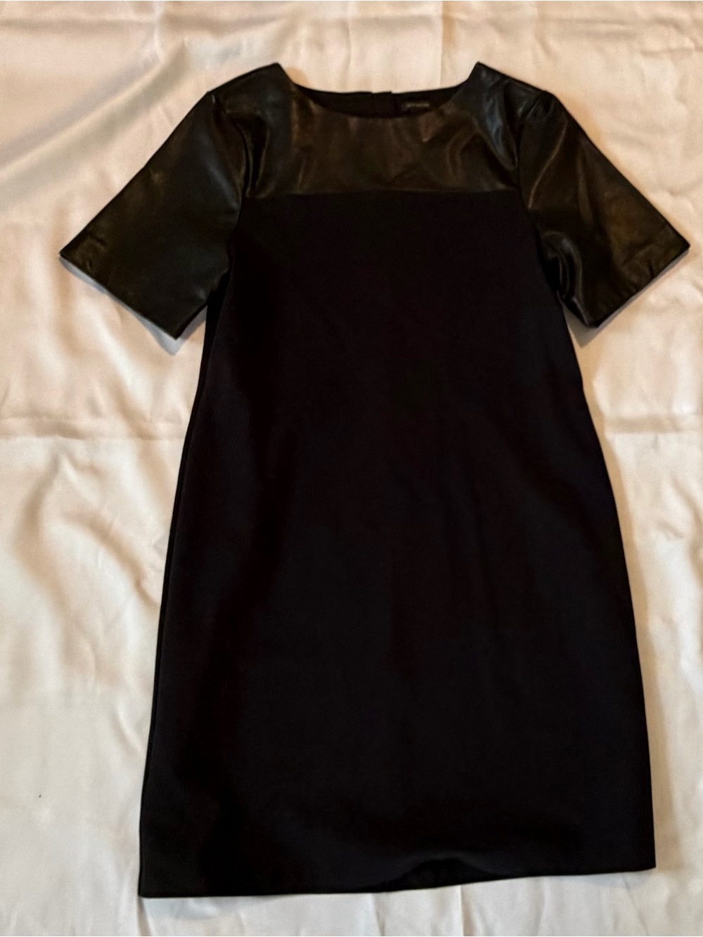Ann Taylor Black Faux-Leather and Knit mixed media Dress 4